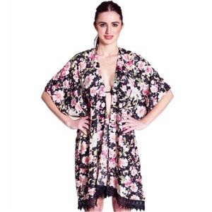 Floral Print Kimono Swim Cover Up